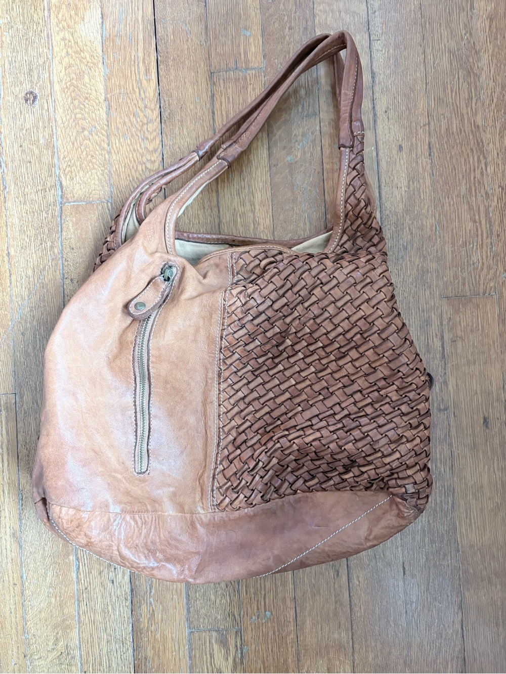 Sundance Woven Leather Shoulder Bag - Brown
